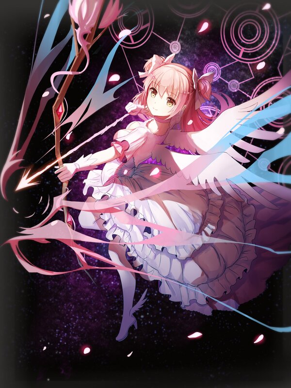 Pink-haired Girl with Wings — Purple, Dramatic, Night