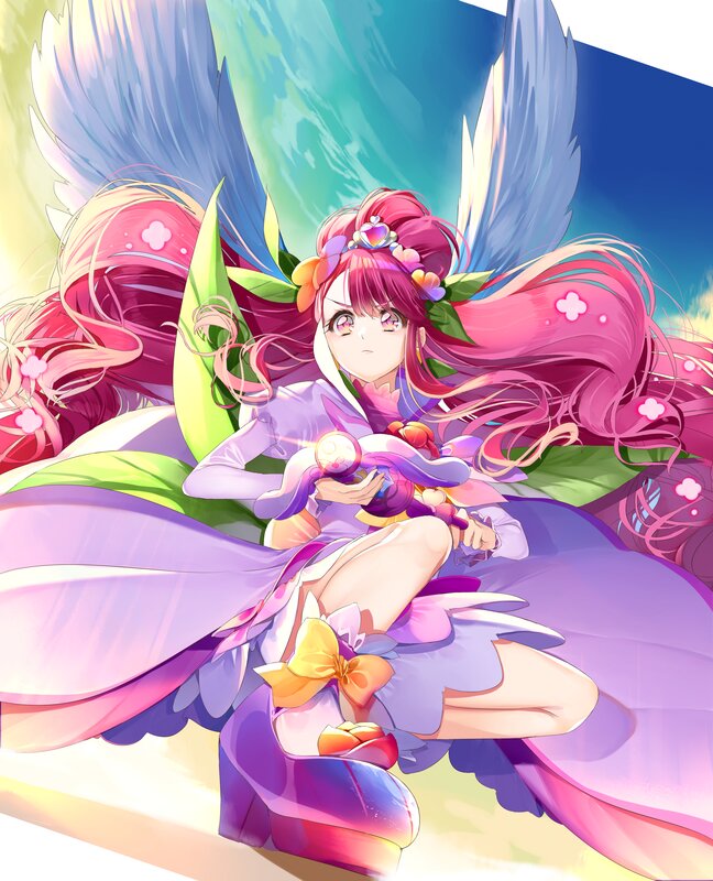 Pink-haired Girl with Wings — Purple, Serene, Afternoon