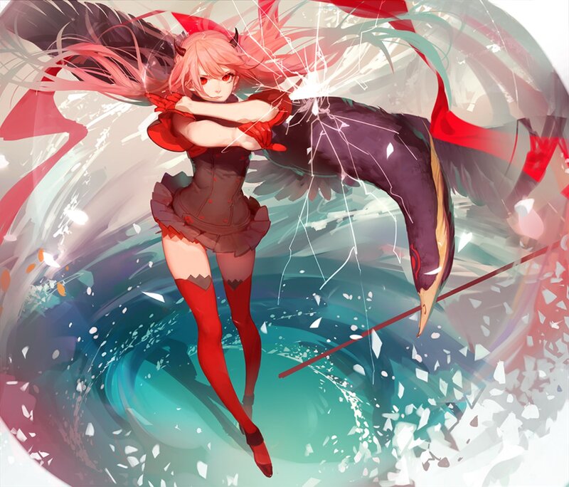 Pink-haired Girl with Wings — Red, Dramatic, Intense