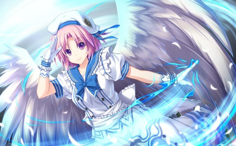 Pink-haired Girl with Wings — White, Dynamic
