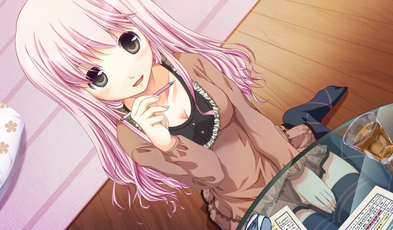 Pink-haired Girl Writing — Pink