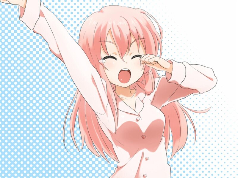 Pink-haired Girl Yawning