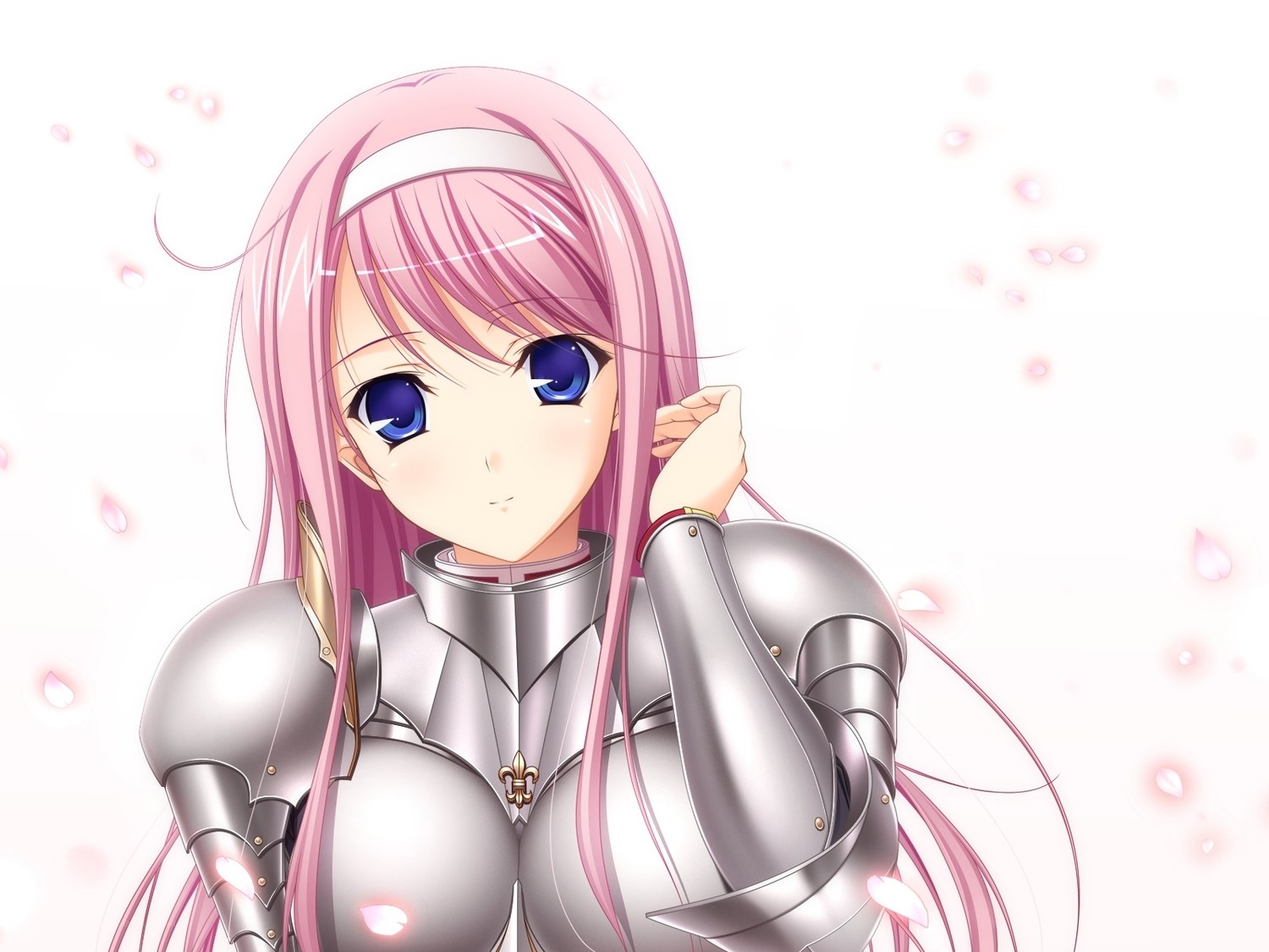 pink-haired knight in armor
