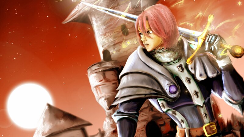 Pink-haired Knight with Sword