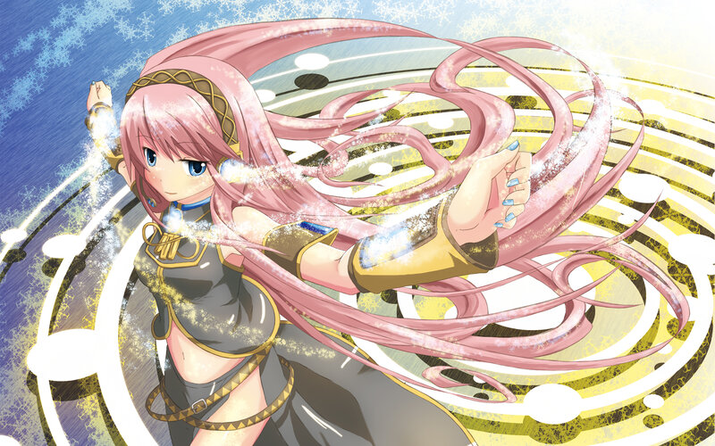 pink-haired mage in action