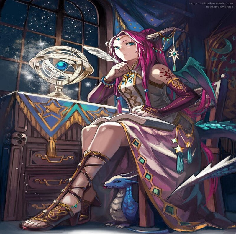 Pink-haired Mage with Dragon