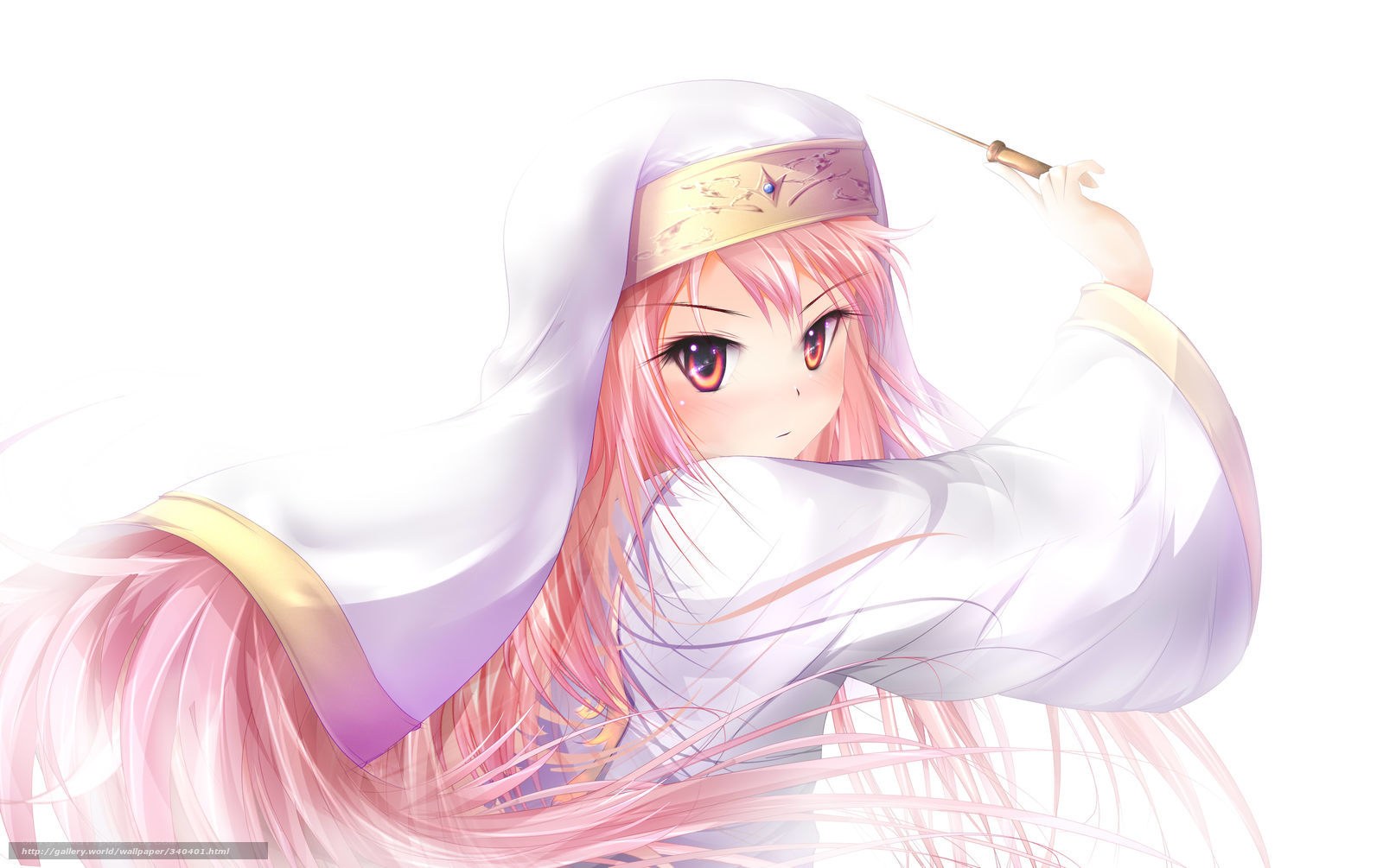 pink-haired mage with staff