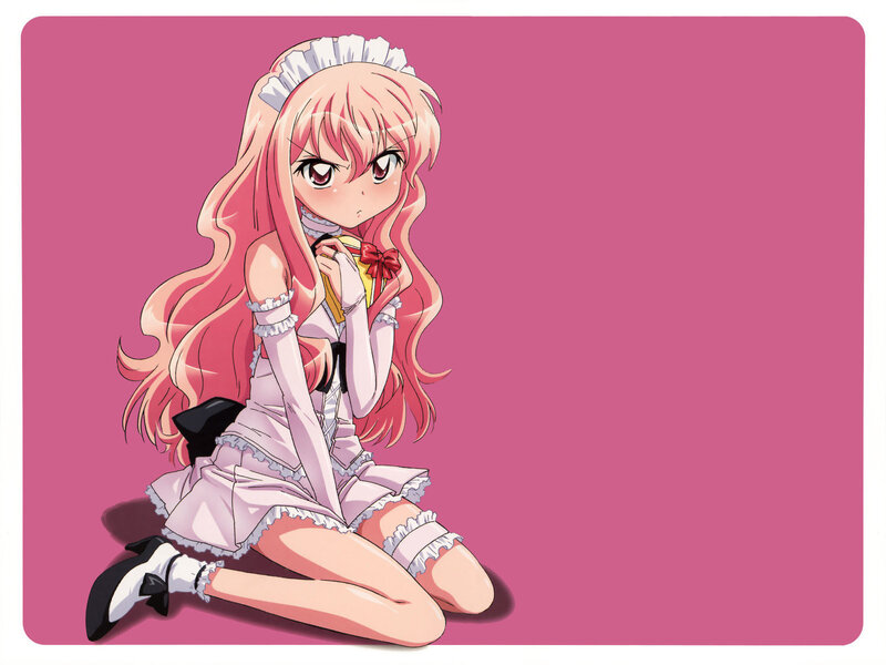 pink-haired maid anime girl