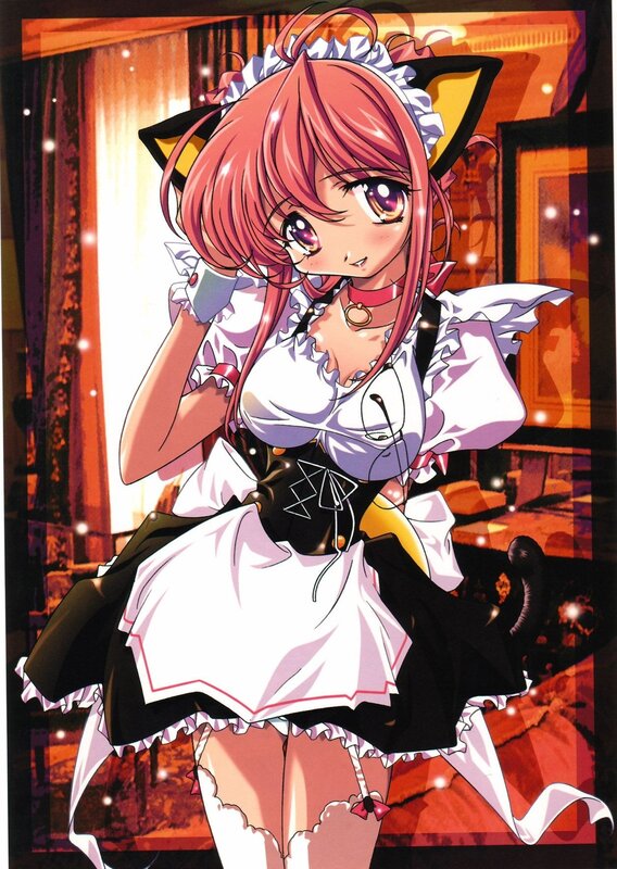 pink-haired maid anime girl