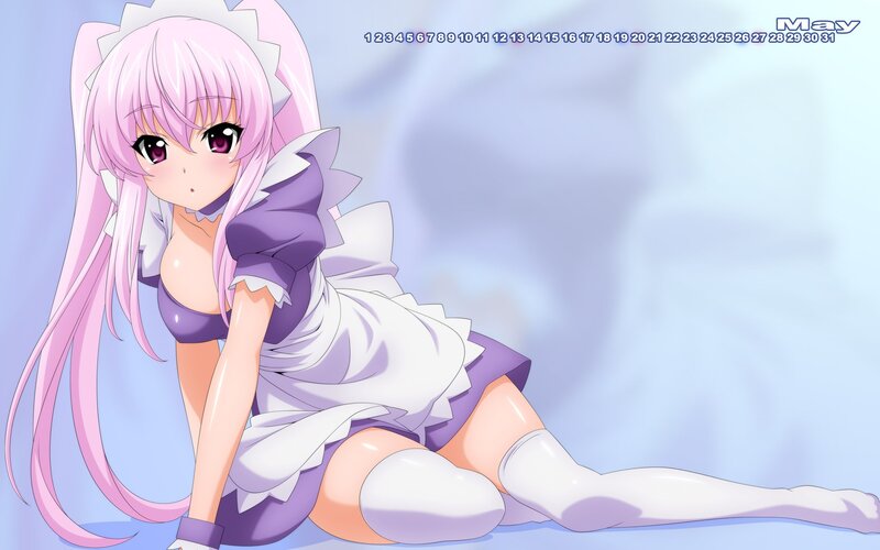 pink-haired maid anime girl