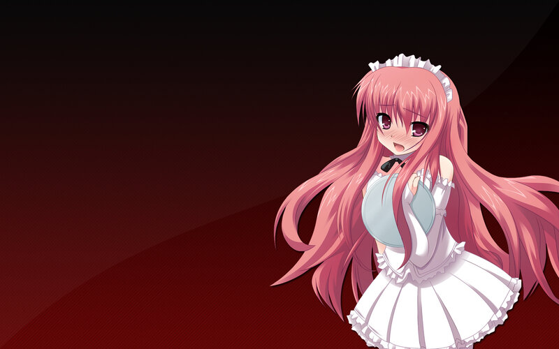 Pink-haired Maid Anime Girl — Red