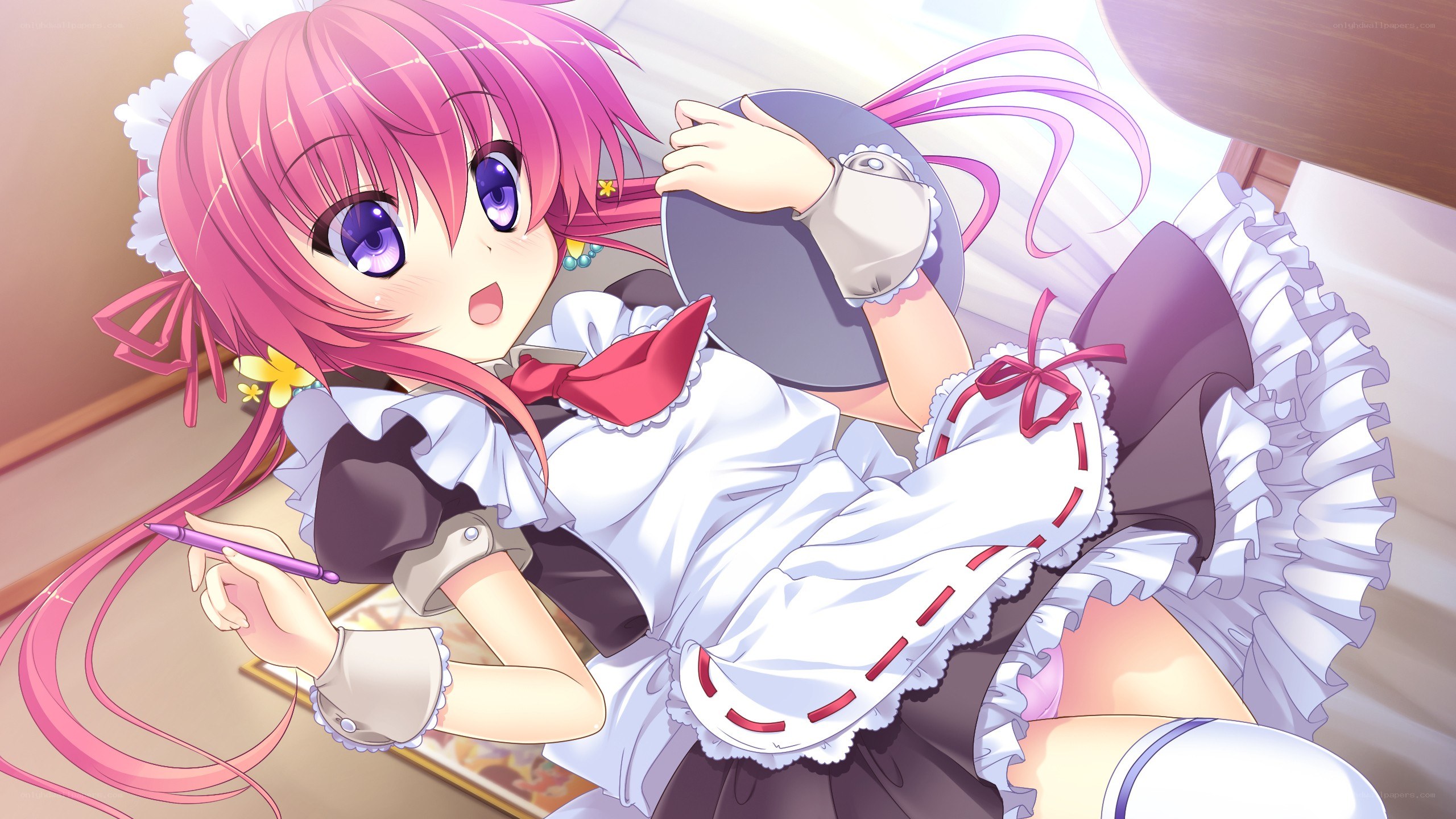 pink-haired maid character