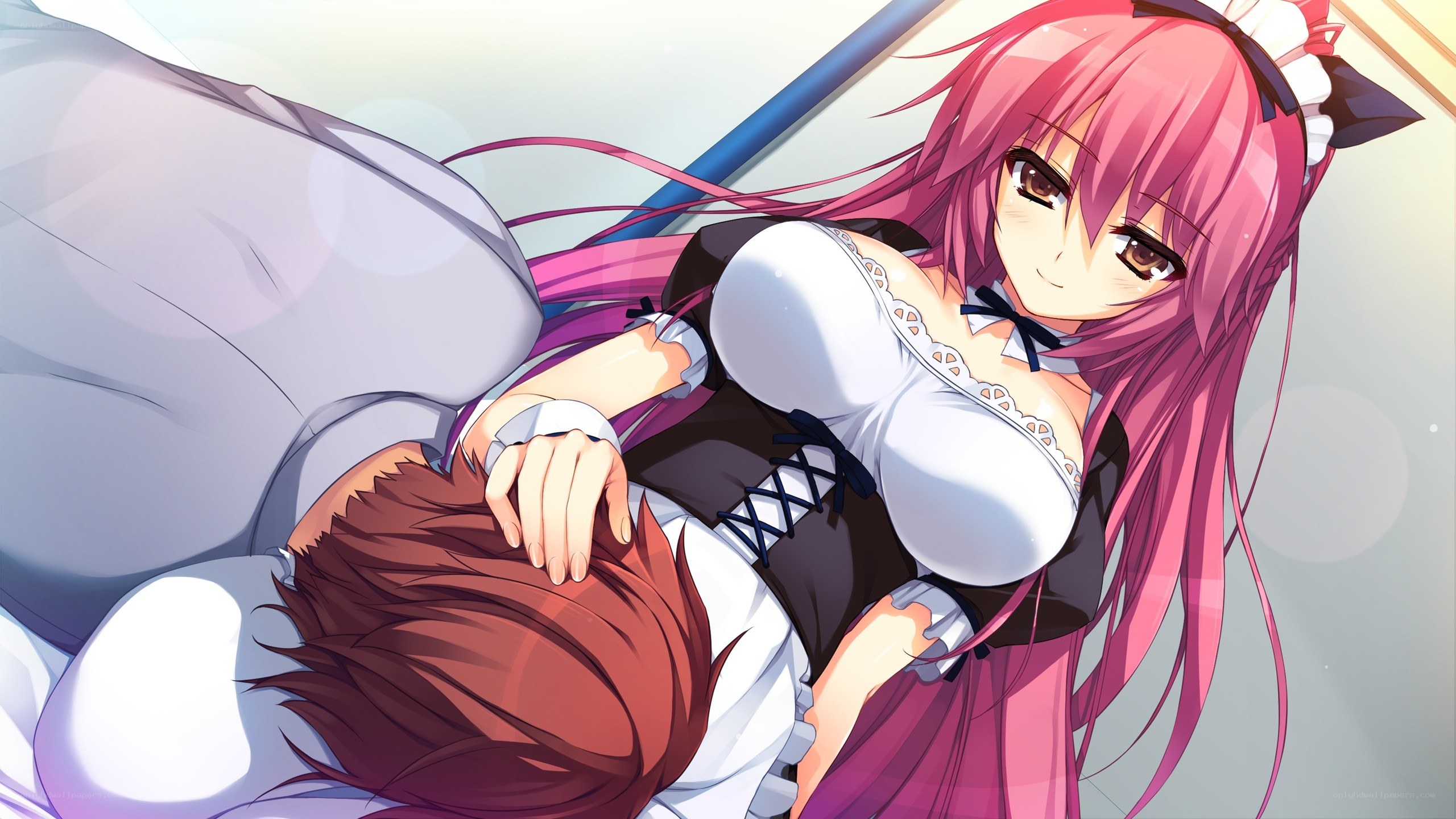 pink-haired maid character