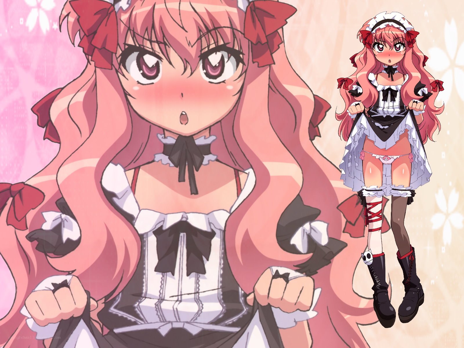 pink-haired maid character