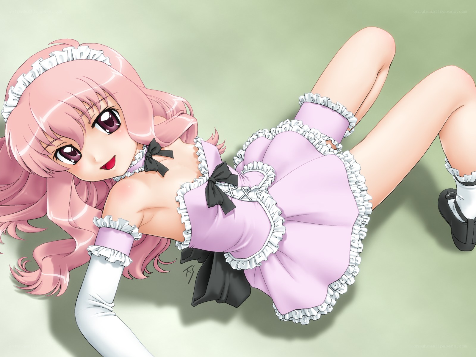 pink-haired maid character