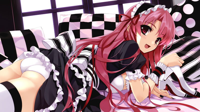 pink-haired maid character
