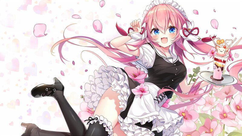 Pink-haired Maid Girl — Pink, Cheerful