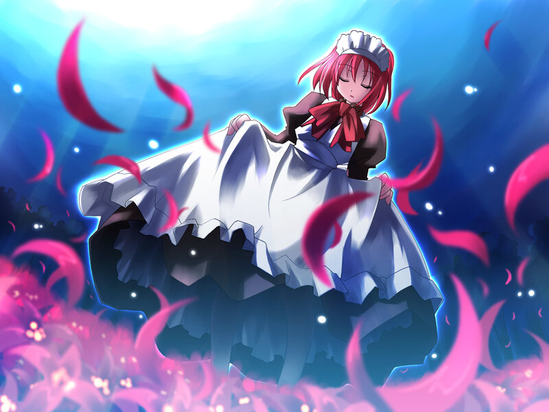 pink-haired maid in blue light
