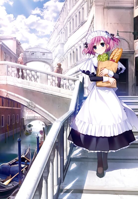 Pink-haired maid in Venice