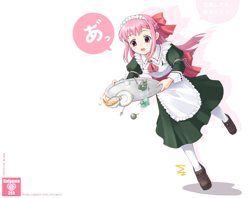 Pink-haired maid serving tea