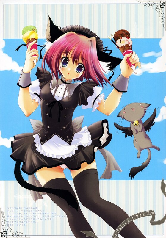 Pink-haired maid with ice cream