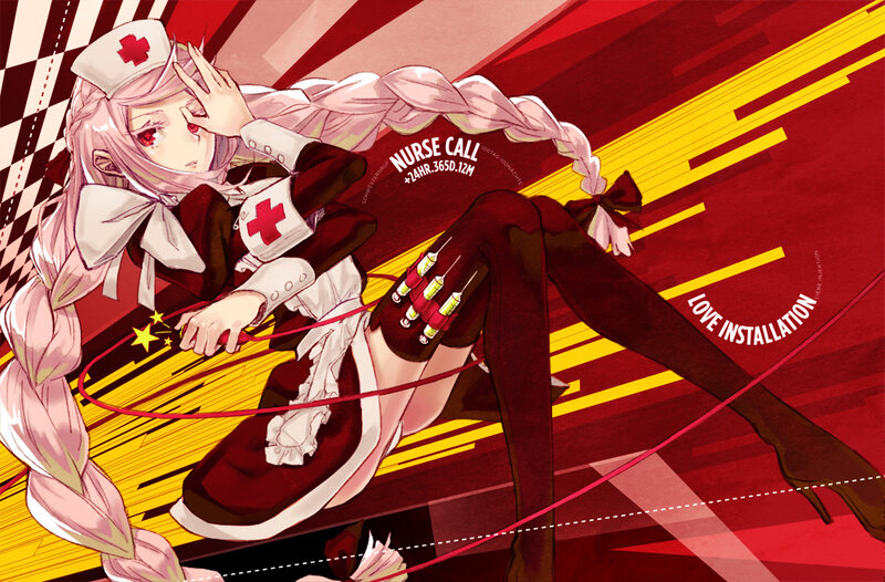Pink-haired Nurse Character — Red