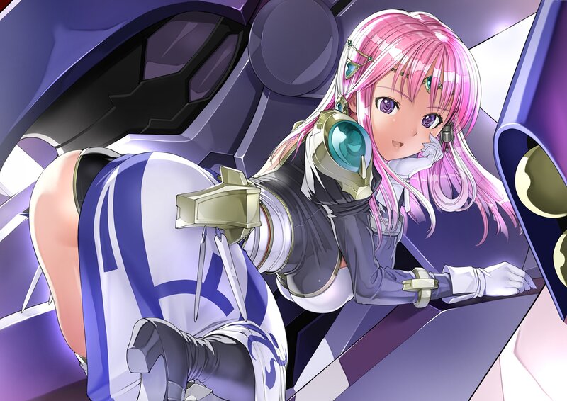 pink-haired pilot in cockpit