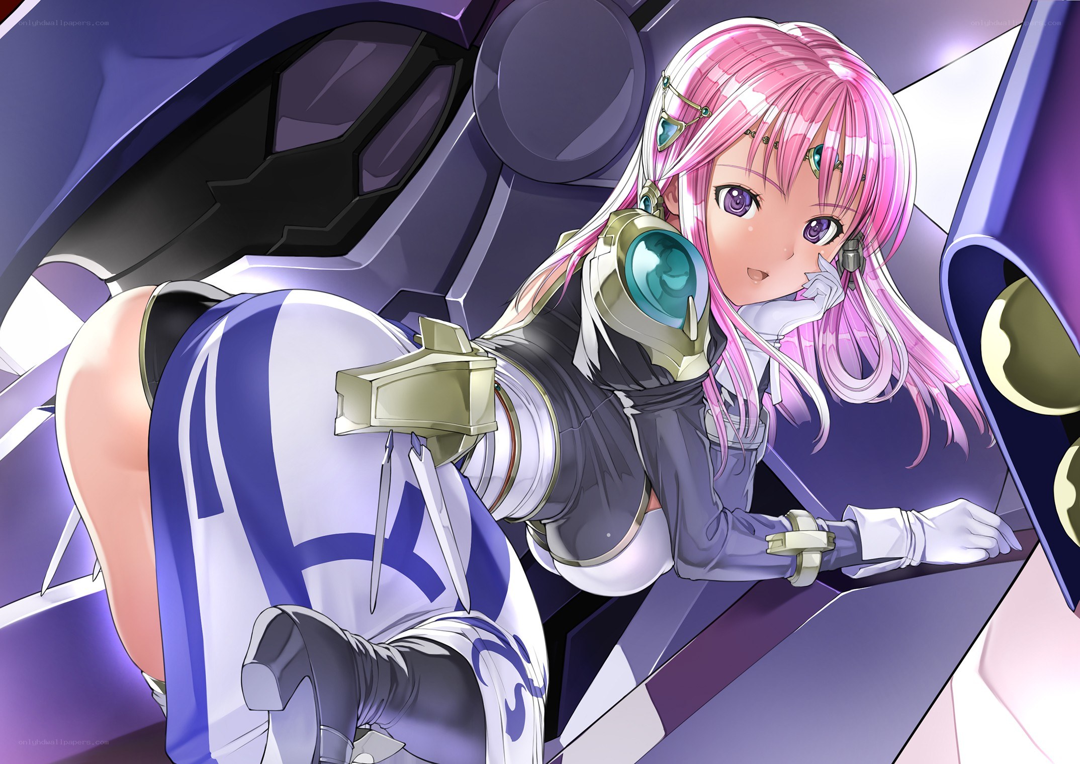 pink-haired pilot in cockpit
