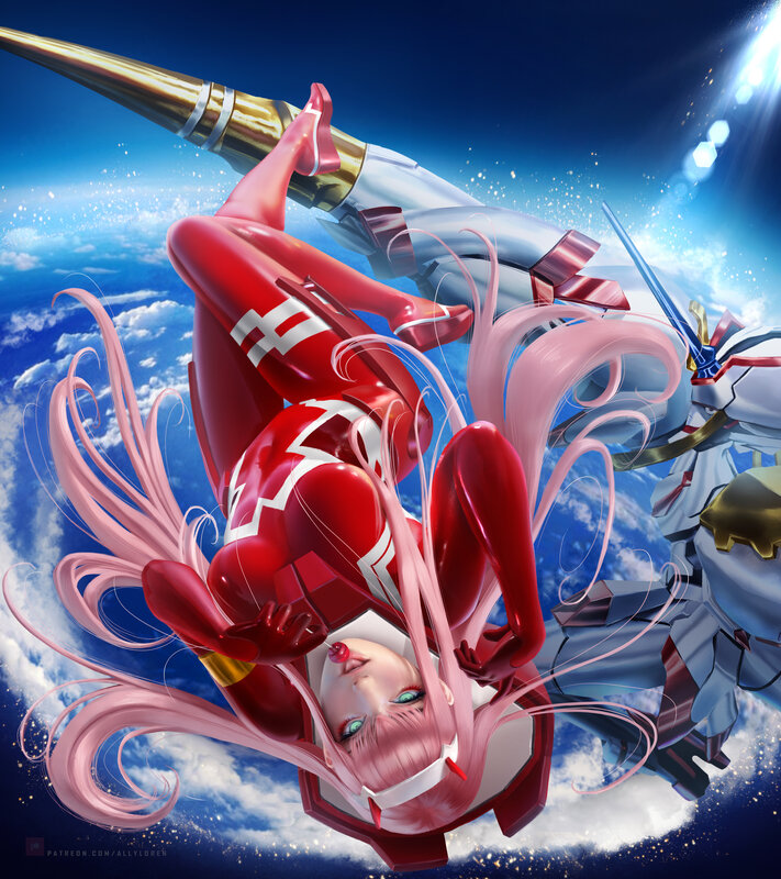 Pink-haired Pilot in Red Suit — Dramatic