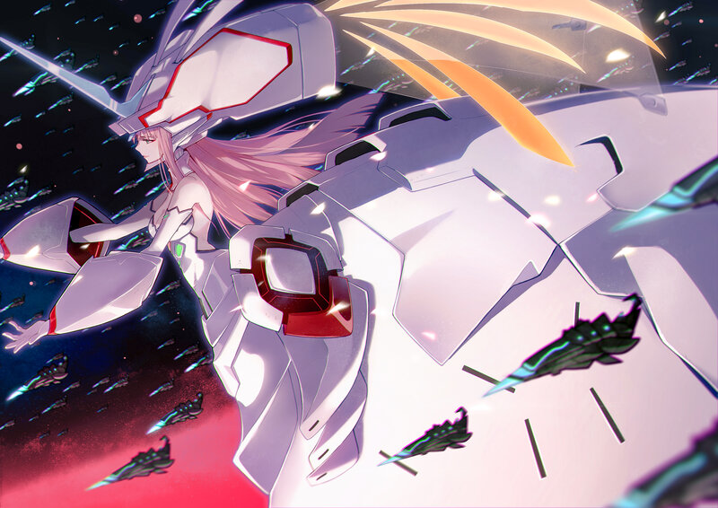 Pink-haired Pilot with Mech