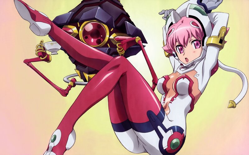 pink-haired pilot with mecha