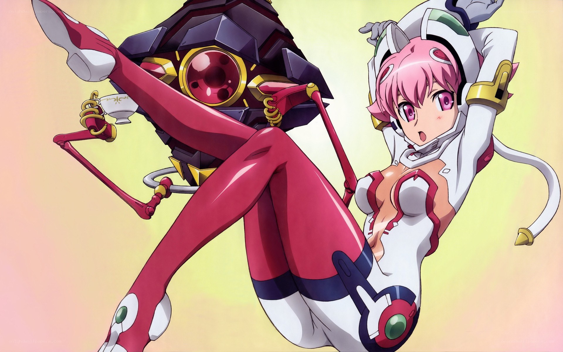 pink-haired pilot with mecha