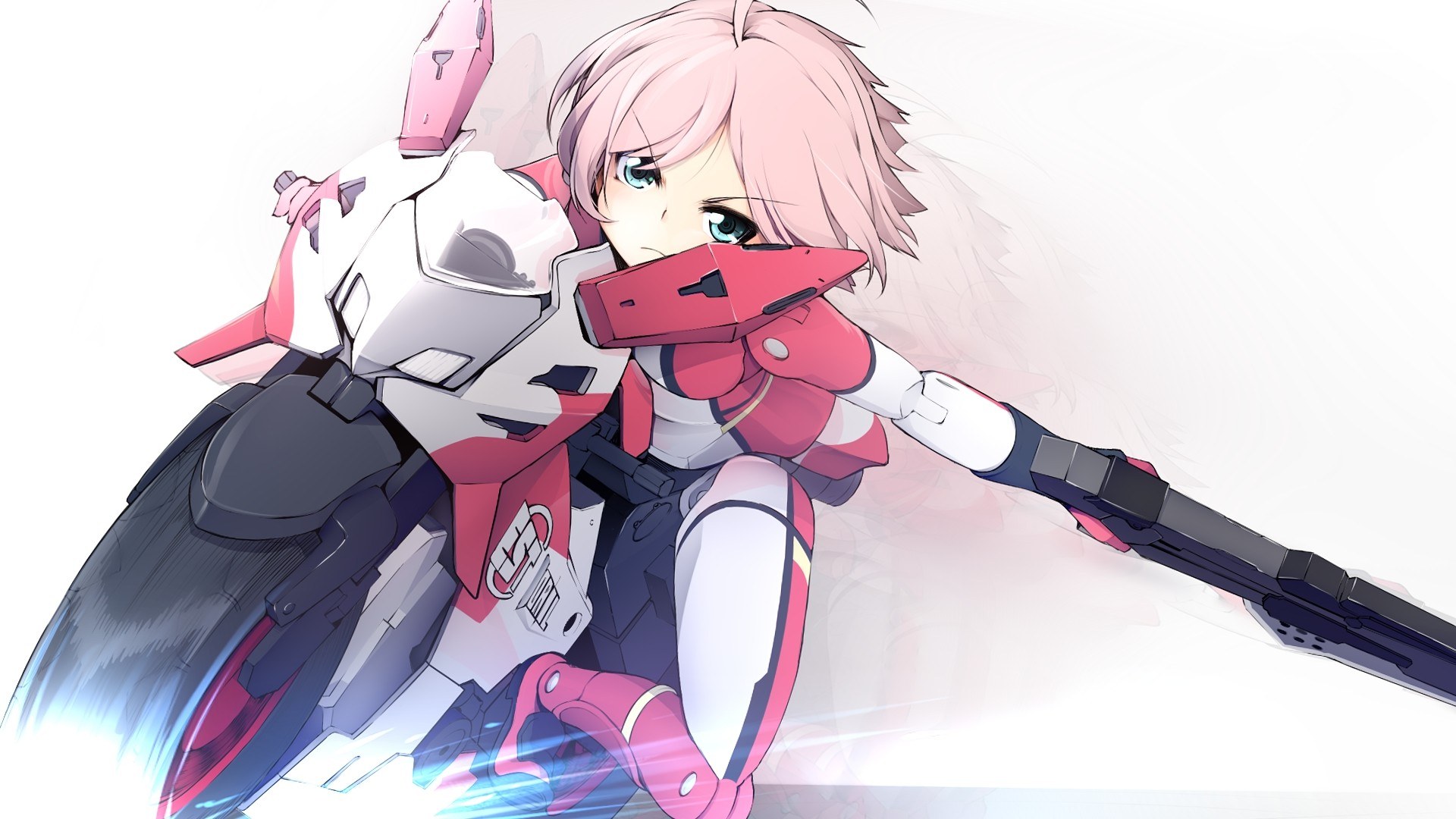 pink-haired pilot with mecha
