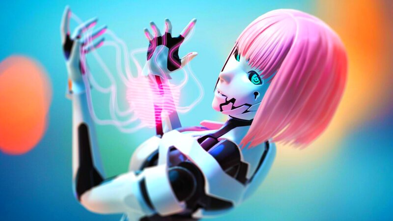 Pink-haired Robot Girl — Pink