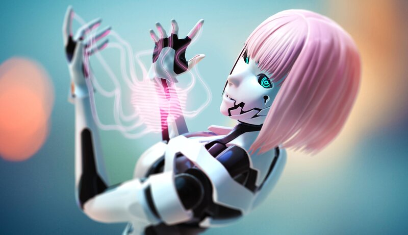 Pink-haired Robot Girl