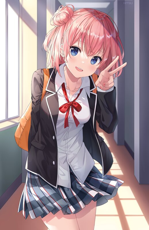 Pink-haired Schoolgirl — Pink, Cheerful