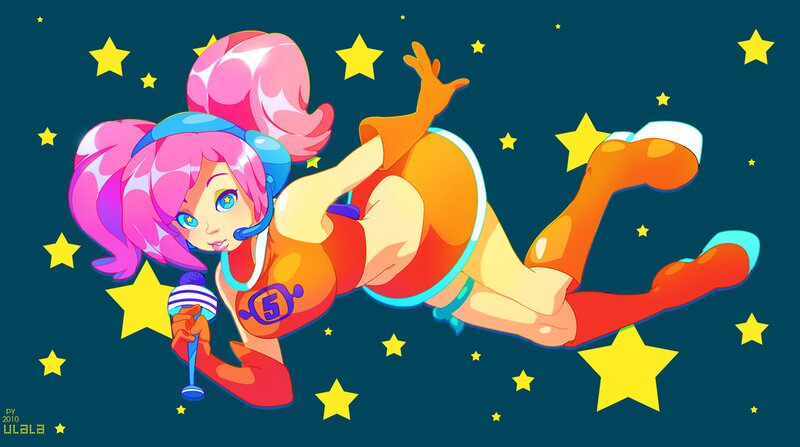 Pink-haired singer in space