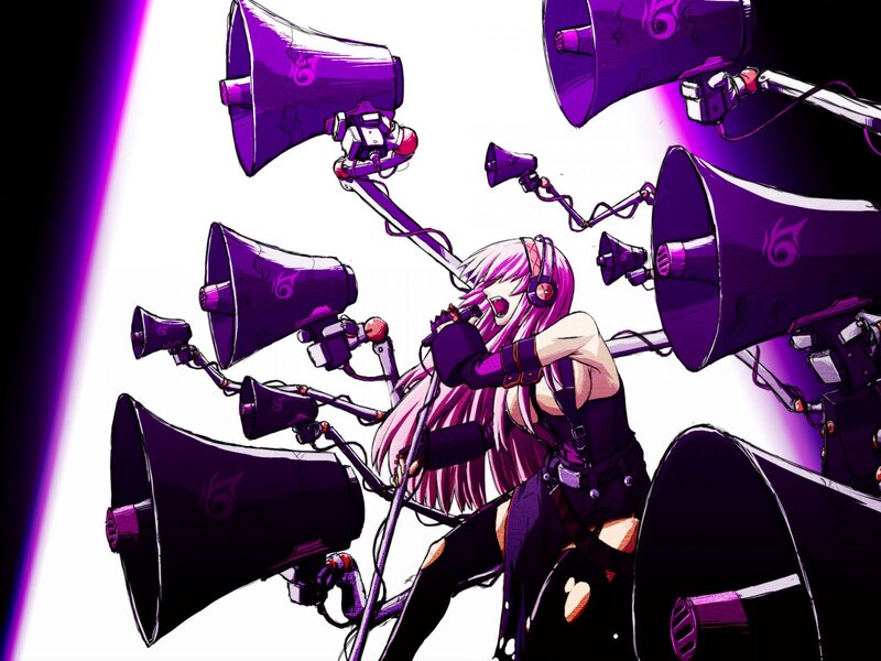 Pink-haired Singer with Megaphones