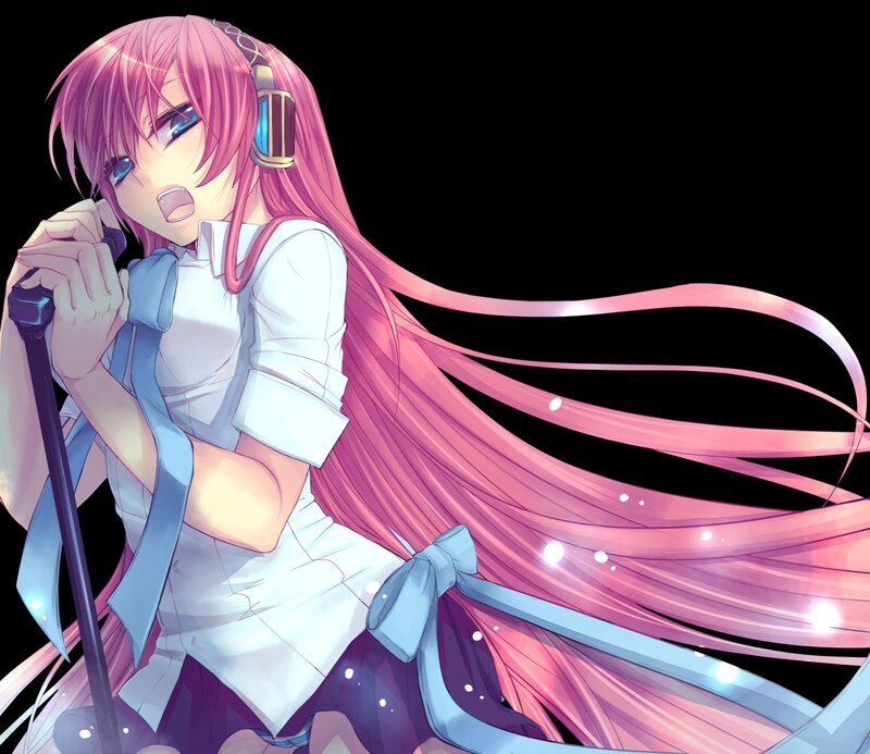 Pink-haired Singer with Microphone — Pink, Dramatic, Anime