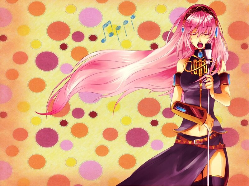 Pink-haired Singer with Microphone — Pink, Energetic, Anime