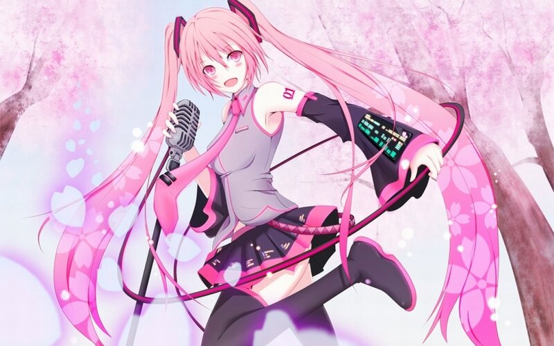 Pink-haired Singer with Microphone — Pink, Energetic, Spring