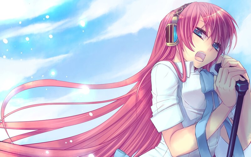 Pink-haired Singer with Microphone — Pink, Serene