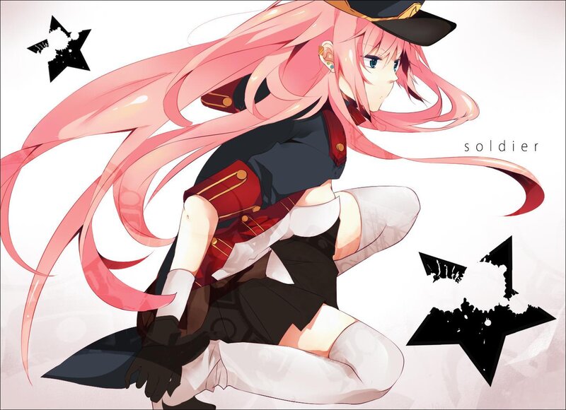 pink-haired soldier anime girl