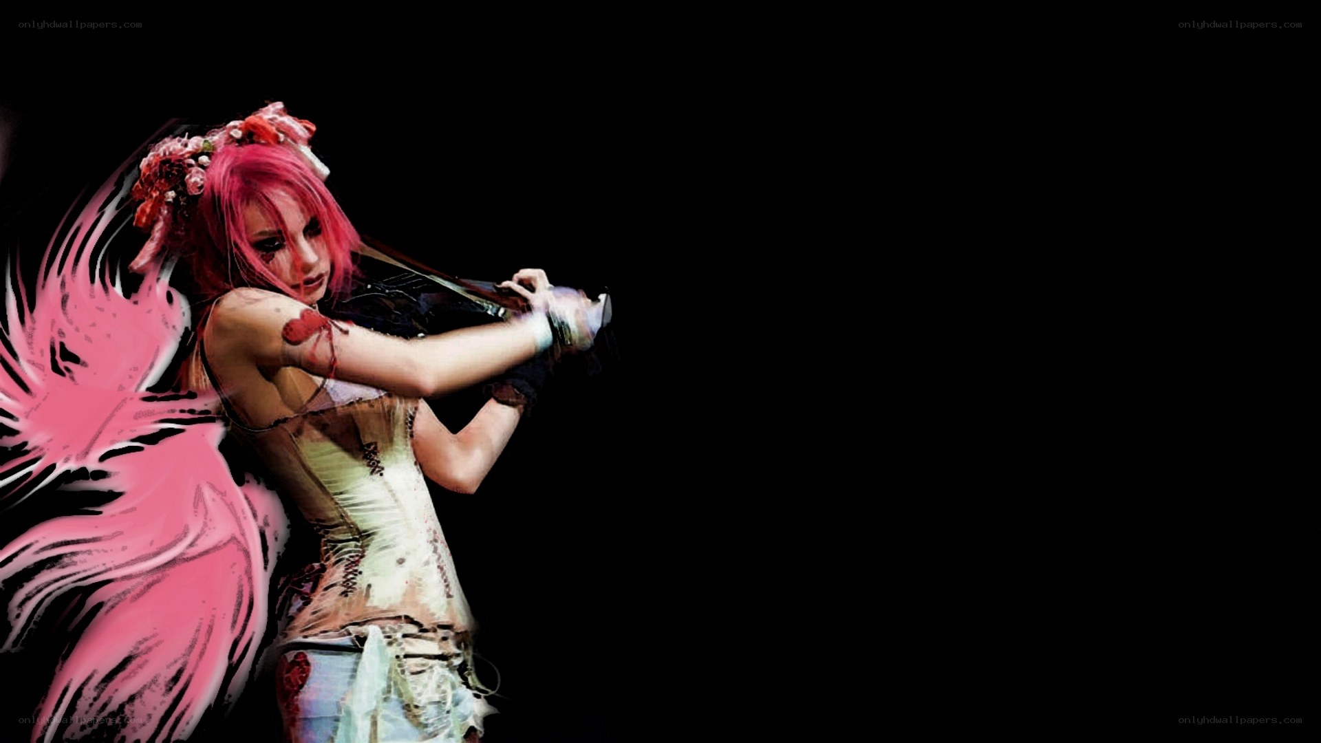 pink-haired violinist with wings