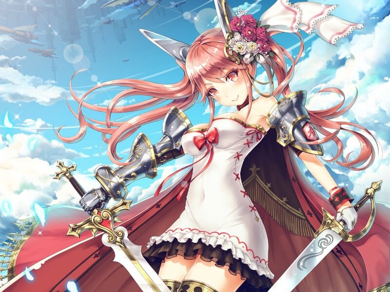 Pink-haired Warrior Girl — White