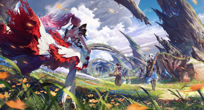 Pink-haired Warrior in Field