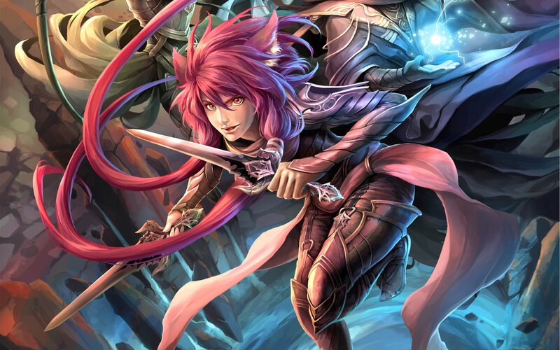Pink-haired Warrior — Purple