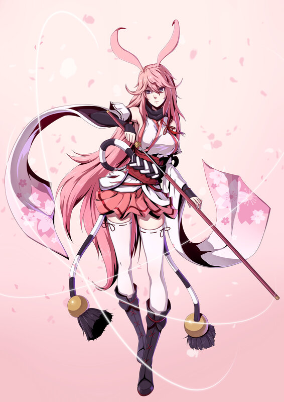 Pink-haired Warrior with Bunny Ears
