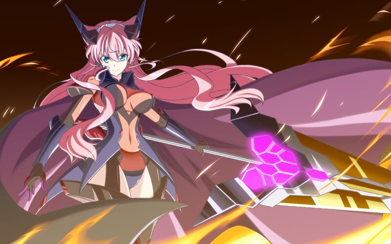 pink-haired warrior with glowing sword