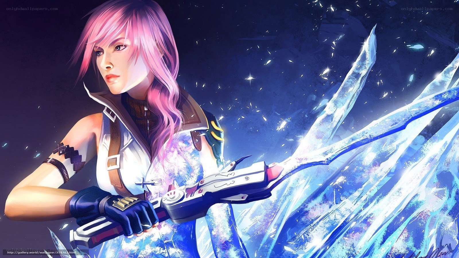 pink-haired warrior with ice sword